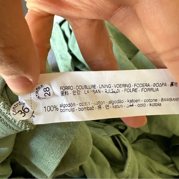 Zara Linen topstitched jumpsuit in light green Size XS Minimalist Beachy - Picture 9 of 9
